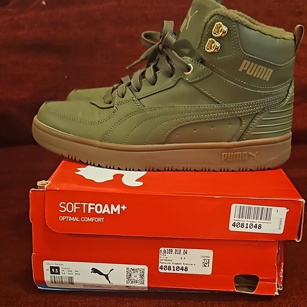 PUMA Men's Olive High-Top Sneakers
